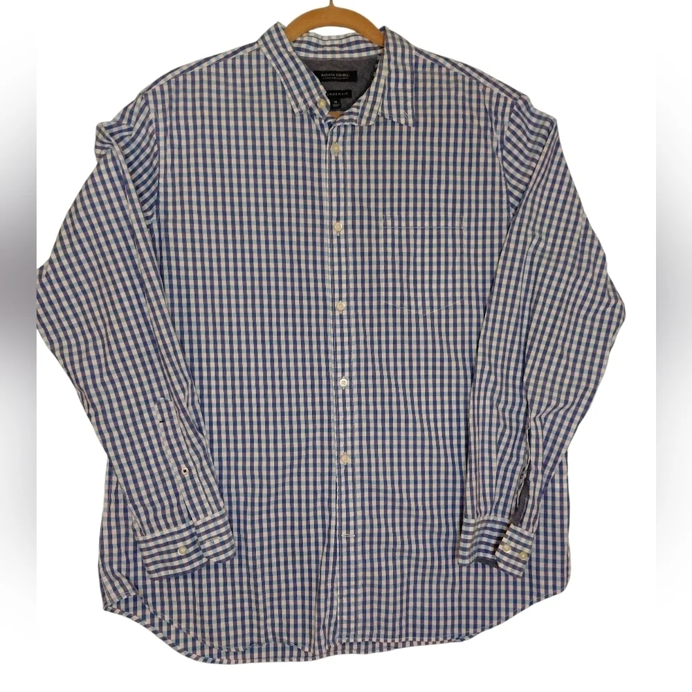 Banana Republic Blue and White Gingham Shirt